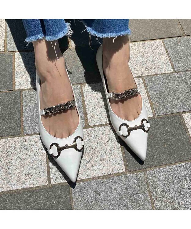 MODE ET JACOMO <MODE ET JACOMO>ポインテッドトゥメリージェーンパンプス ホワイト