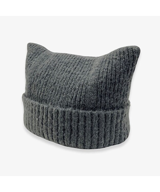 林八百吉商店 un chapeau  ネコ耳ニットワッチ チャコール