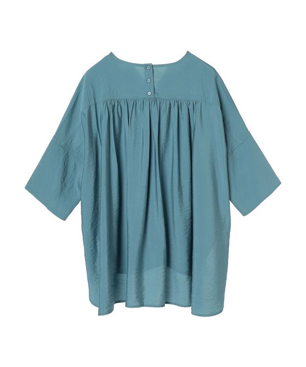AMERICAN HOLIC 接触冷感スキッパーバックギャザーブラウス Blue Green