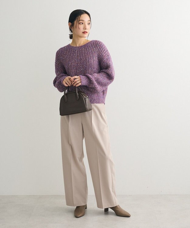 Green Parks ｍｉｘラメショートニットプルオーバー Purple