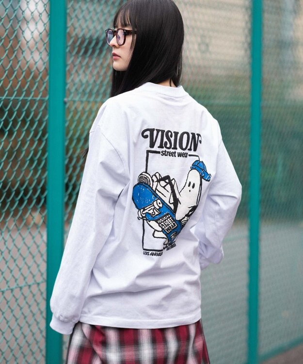 WEGO 【ユニセックス着用ITEM】別注VISIONゴーストスケーターグラフィックT（LS） ホワイト