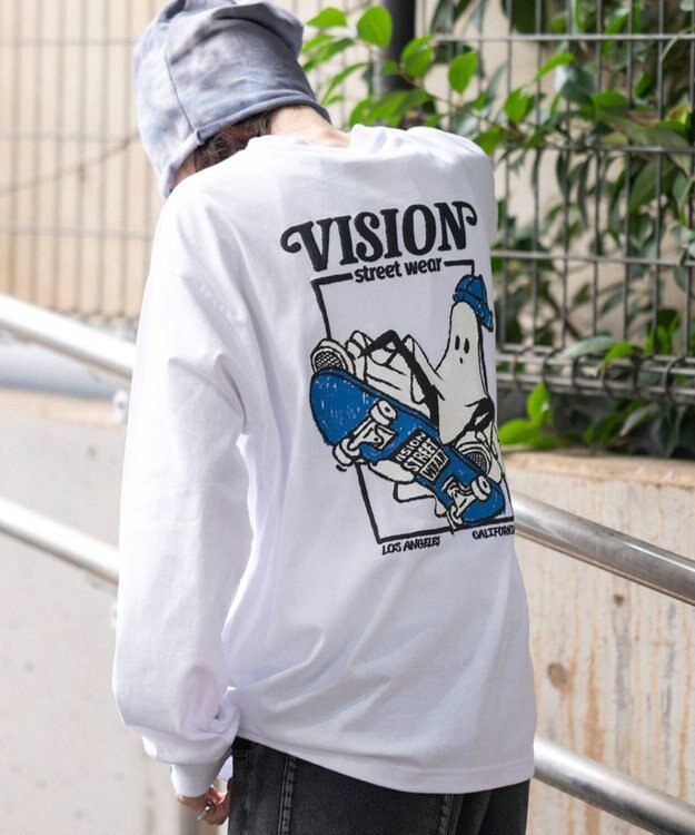 WEGO 【ユニセックス着用ITEM】別注VISIONゴーストスケーターグラフィックT（LS） ホワイト