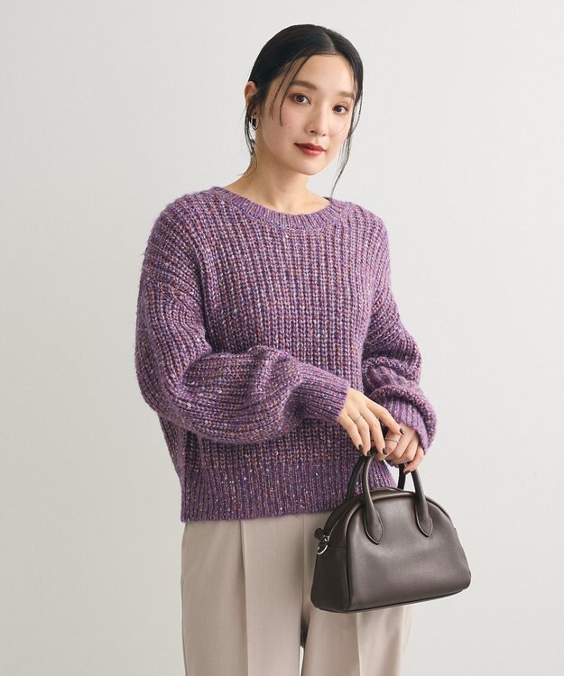 Green Parks ｍｉｘラメショートニットプルオーバー Purple