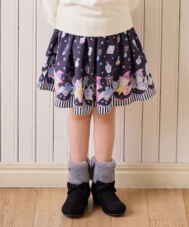 ANY KIDS マジカルキャットフレアスカート ネイビー