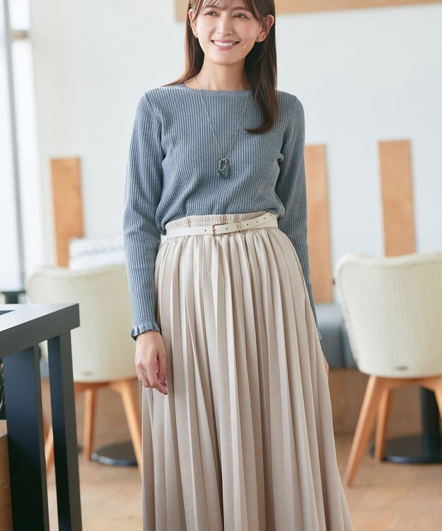 Tiaclasse 【新色追加】スエードポンチプリーツスカート アイボリー