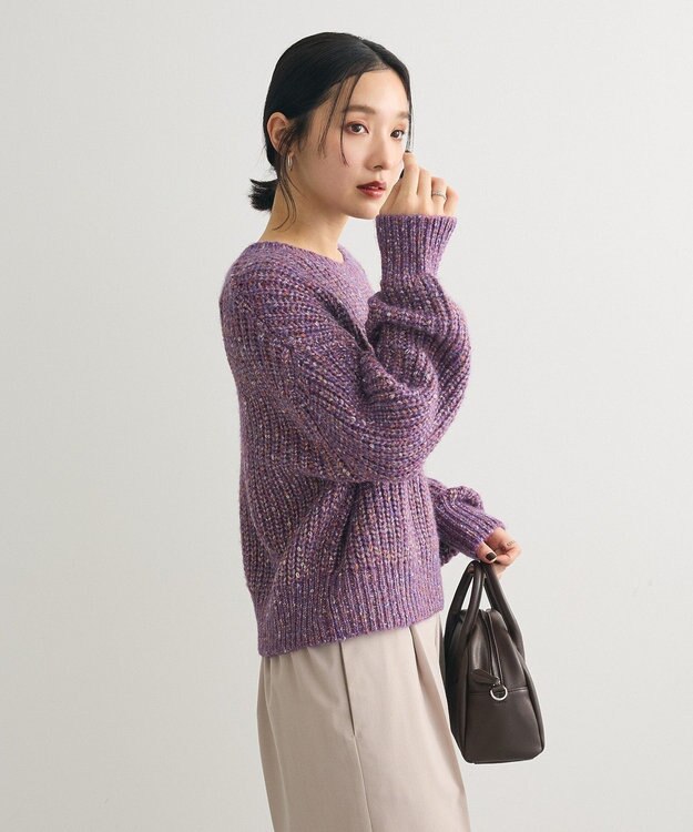 Green Parks ｍｉｘラメショートニットプルオーバー Purple