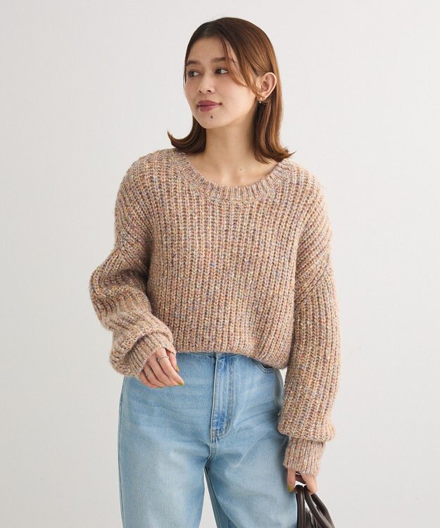 Green Parks ｍｉｘラメショートニットプルオーバー Beige