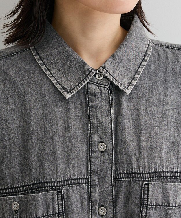 Green Parks シアーデニム２ＷＡＹビックドルマンシャツ Black