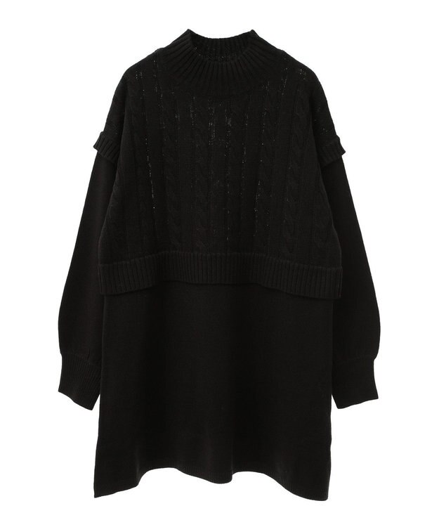 Green Parks ケーブルドッキングニットチュニック Black