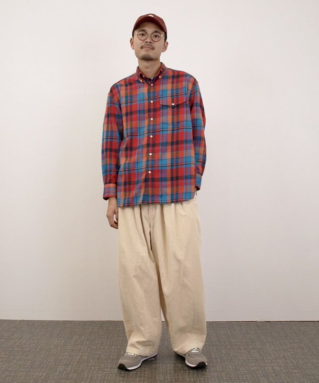 J.PRESS YORK STREET 【UNISEX】フランネルボタンダウン シャツ レッド系3