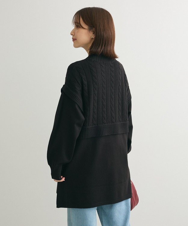 Green Parks ケーブルドッキングニットチュニック Black