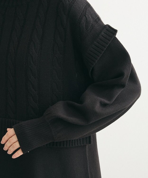 Green Parks ケーブルドッキングニットチュニック Black