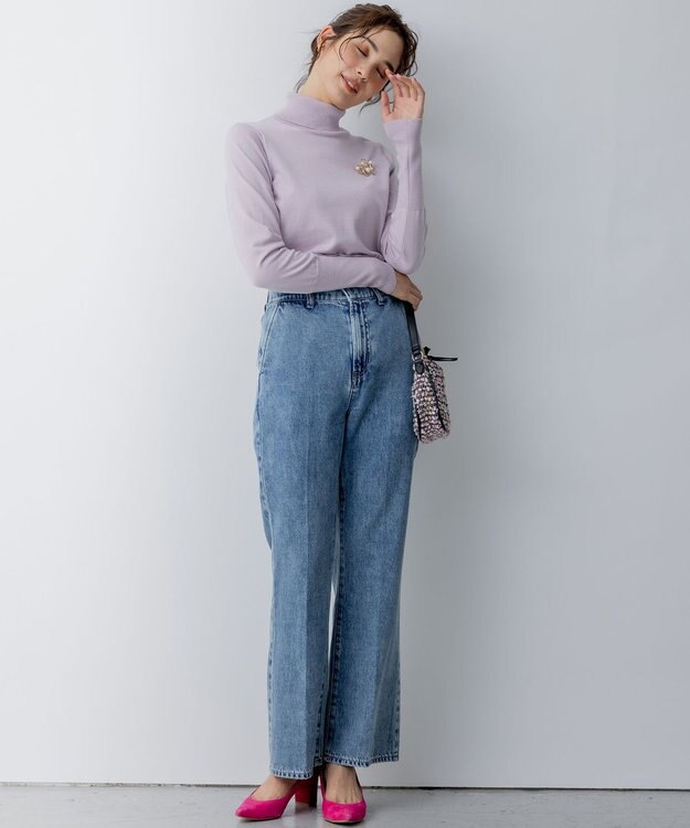 組曲 S ルーズフィットタートル ニット ライラック系