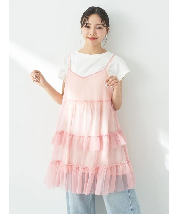 earth music&ecology チュールミニキャミワンピース Pink