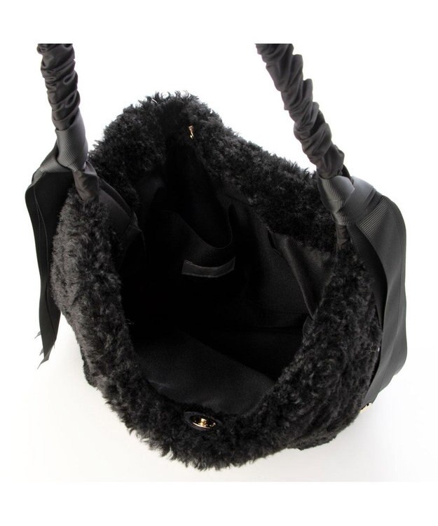 UNBILLION カシュカシュ cachecache / 下がりグログランボアトートバッグ ブラック