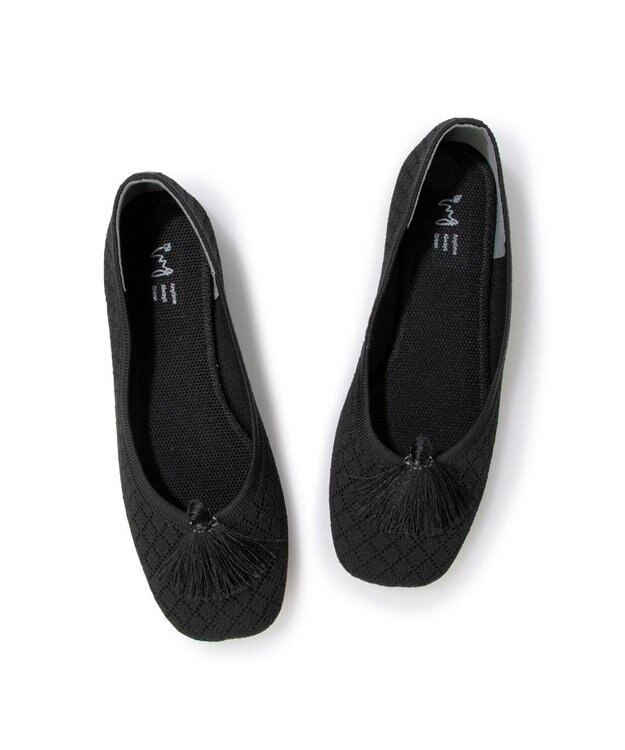 ing <ing>【サステナブル】２WAYスクエアトゥニットパンプス ブラック