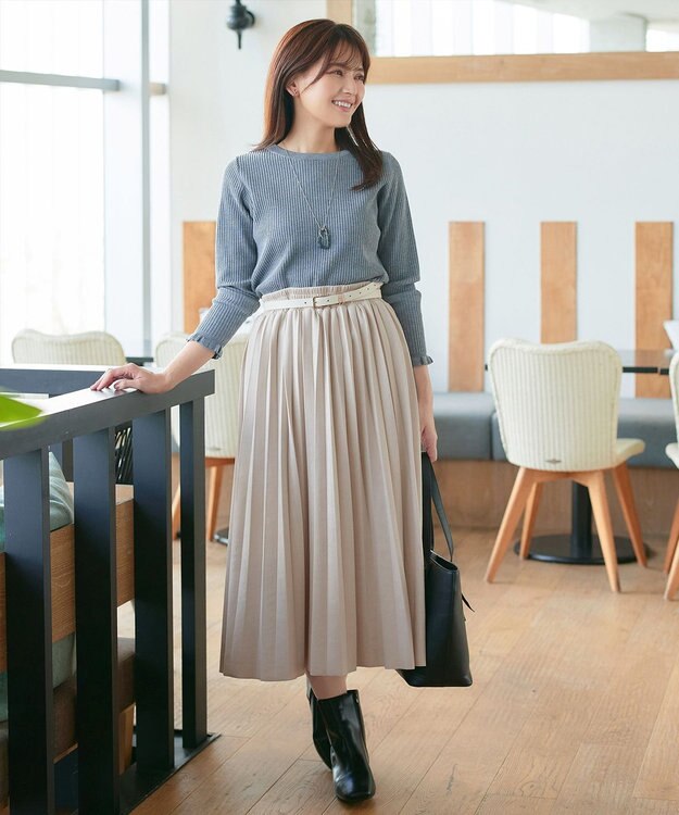 Tiaclasse 【新色追加】スエードポンチプリーツスカート アイボリー