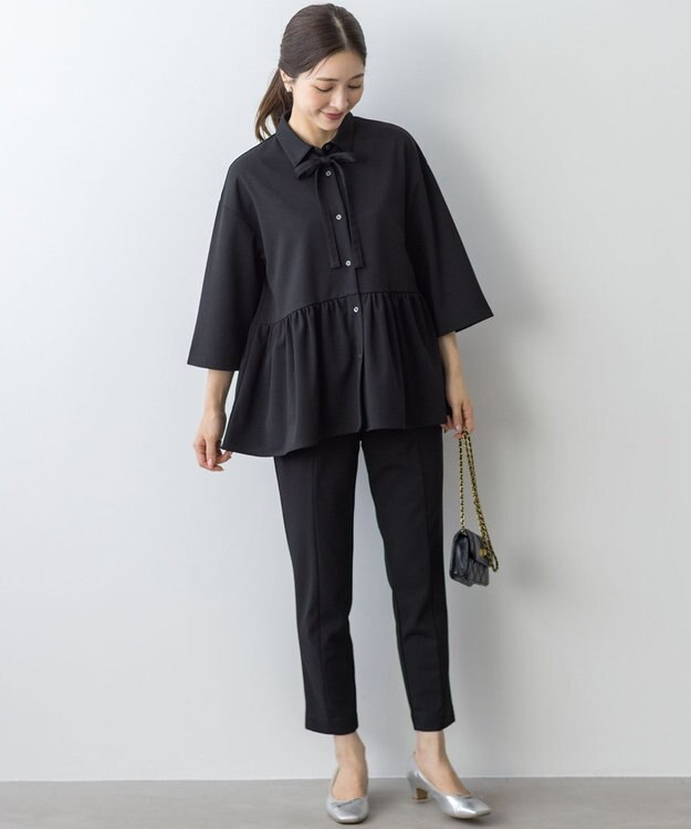 組曲 S 【ご好評につき追加生産！】ジョーゼットジャージースタイルアップ パンツ ブラック系