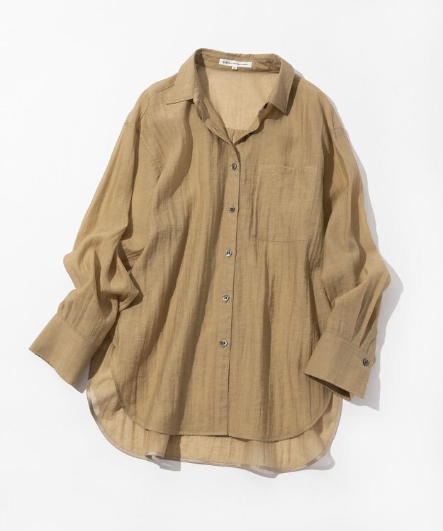 23区 リネンミックスシアースラブ オーバーシャツ ベージュ系