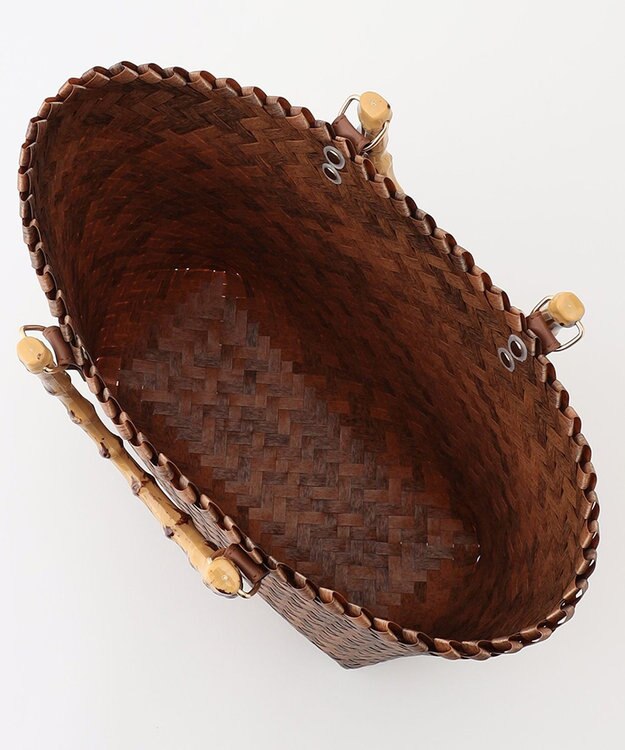 ANY 【A4サイズ収納可】バンブー調ハンドルカゴバッグ ブラウン系