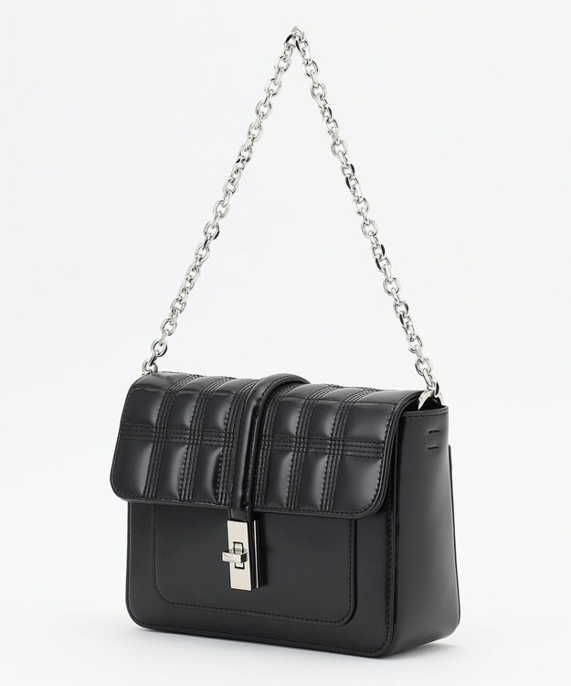 ICB フラップミニショルダーバッグ キルティングブラック系