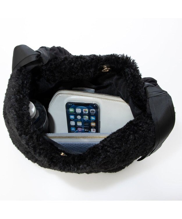 UNBILLION カシュカシュ cachecache / 下がりグログランボアトートバッグ ブラック