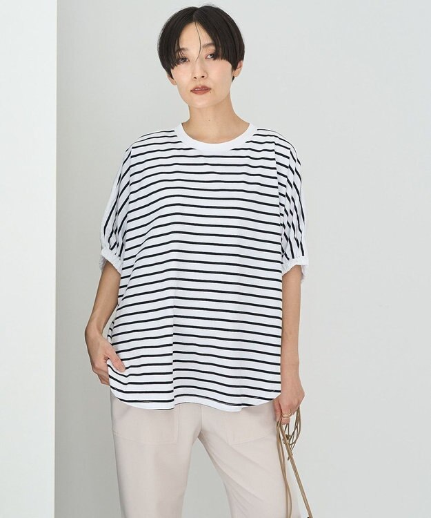 AMERICAN HOLIC 異素材ドッキングドルマンプルオーバー Border Ivory