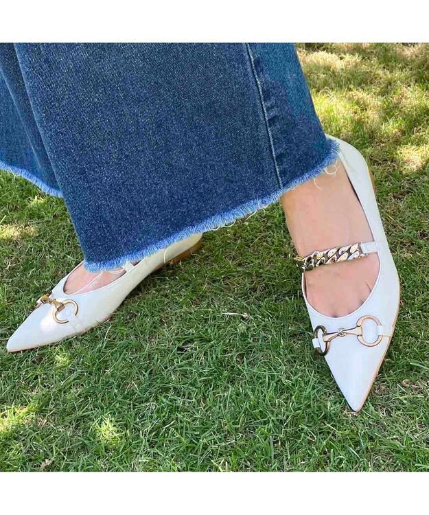 MODE ET JACOMO <MODE ET JACOMO>ポインテッドトゥメリージェーンパンプス ホワイト