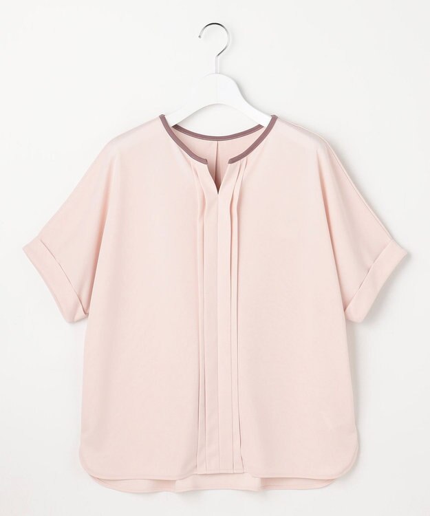 ANY SIS ジョーゼットフロントタック プルオーバー ピンク×モカ