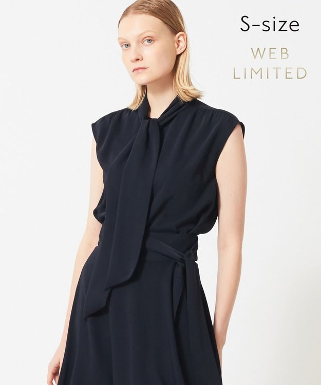 BEIGE， 【WEB限定・S-size】ZEKOLVA / ボウタイブラウス Navy