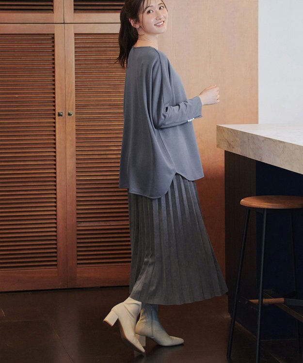 Tiaclasse 【新色追加】スエードポンチプリーツスカート チャコールグレー