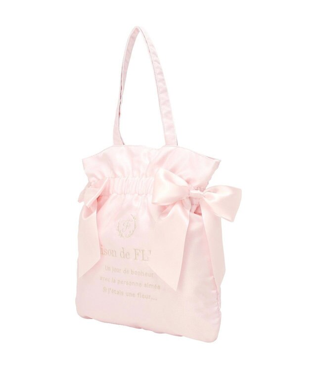 Maison de FLEUR オーガンジーダブルリボンギャザートート Light Pink