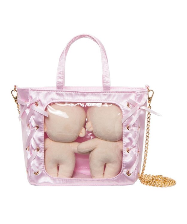 WEGO 【痛バ＆推し活グッズ】レースアップミニぬいショルダー ライトピンク