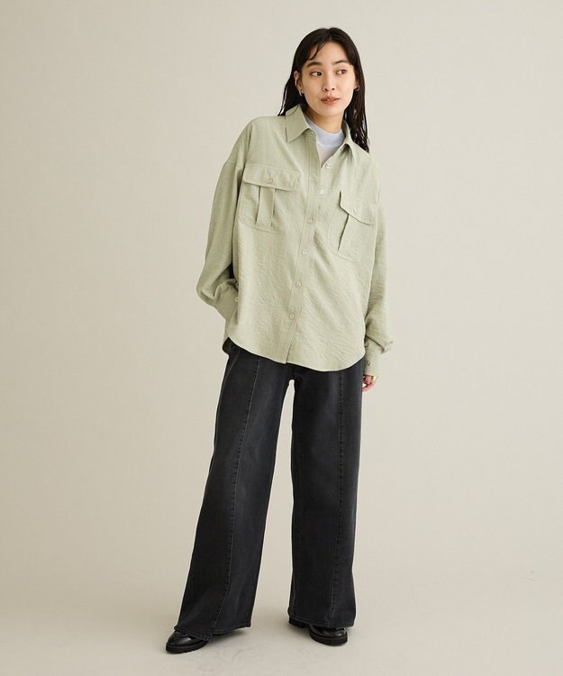 CRAFT STANDARD BOUTIQUE とろみワークシャツ Light Green