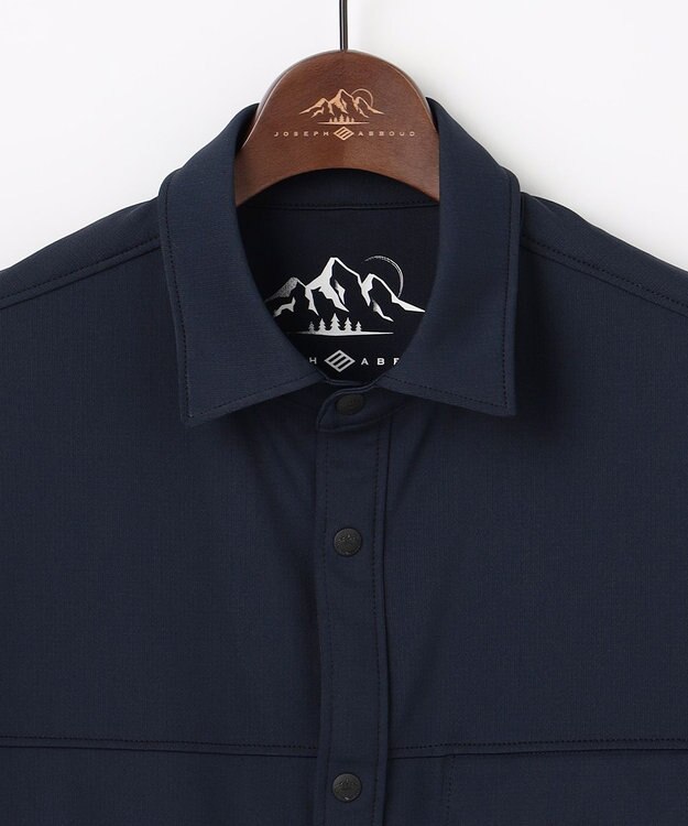 JOSEPH ABBOUD MOUNTAIN 【UVカット/接触冷感】SOLAMENT トリコットメッシュ 半袖 シャツ ネイビー系