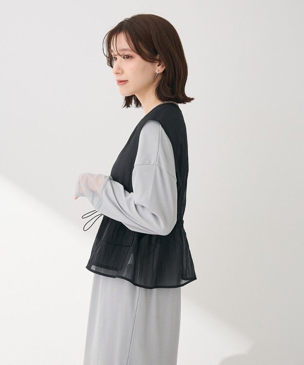 Green Parks ＳＥＴ２点シアーナイロンベスト＋リブワンピース Gray