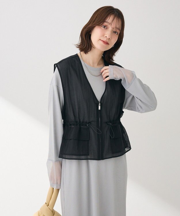 Green Parks ＳＥＴ２点シアーナイロンベスト＋リブワンピース Gray