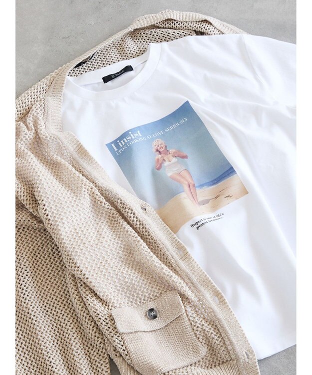 Te chichi マリリンモンロービーチフォトTシャツ オフホワイト