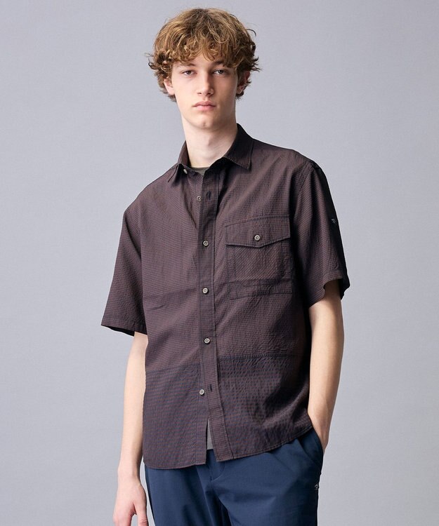 JOSEPH ABBOUD MOUNTAIN 【日本素材/軽量/オーガニックコットンブレンド】チェックコンビ アウトドア シャツ ダークブラウン系3