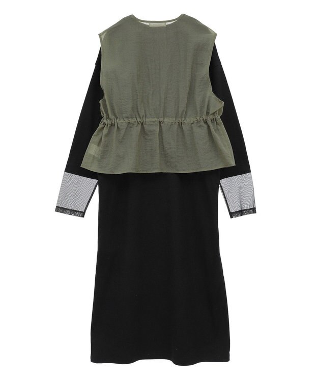 Green Parks ＳＥＴ２点シアーナイロンベスト＋リブワンピース Black