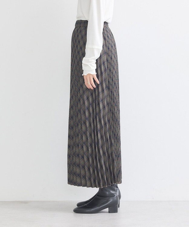 earth music&ecology すきな丈Ｔ／Ｒプリーツスカート Check Brown