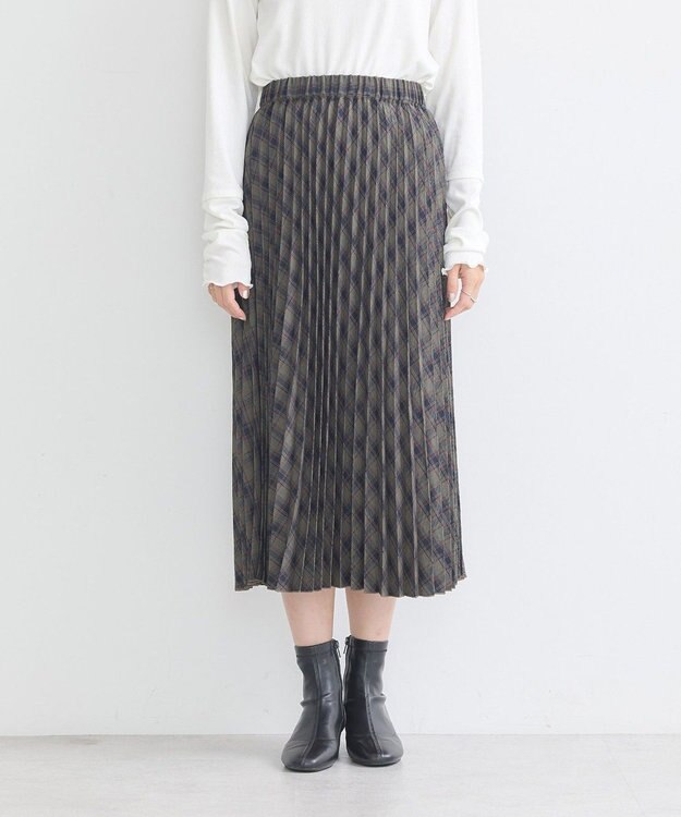 earth music&ecology すきな丈Ｔ／Ｒプリーツスカート Check Brown