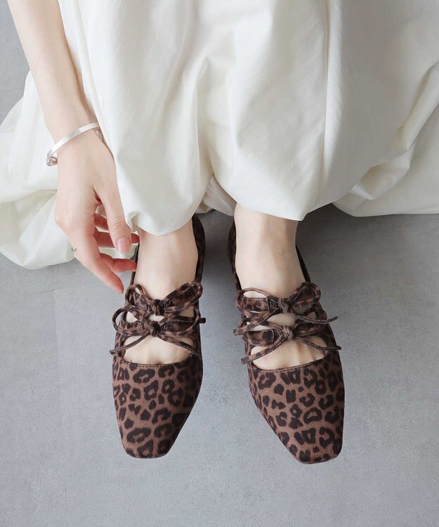 earth music&ecology Ｗリボンパンプス Leopard
