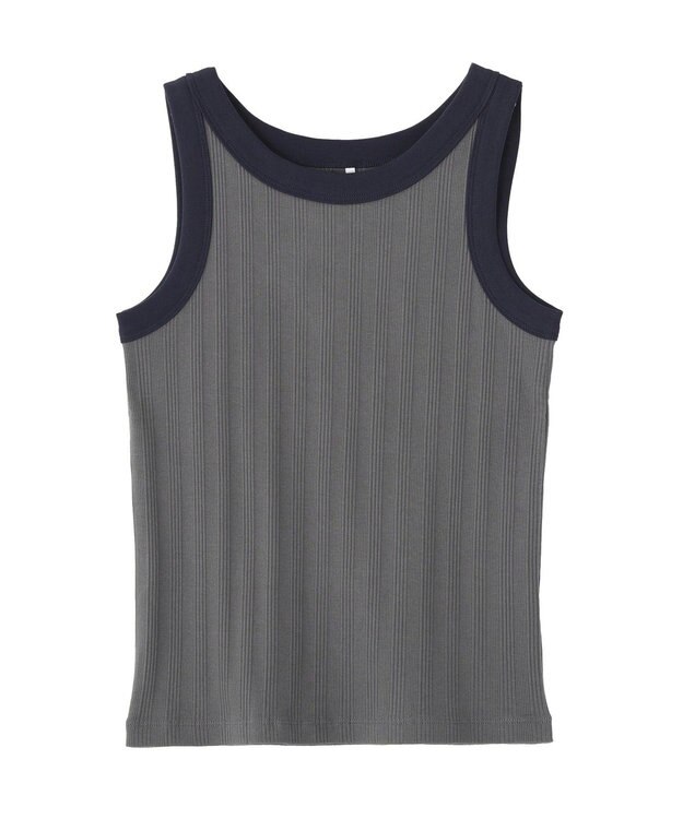 AMERICAN HOLIC ランダムリブ配色タンクトップ Charcoal Gray