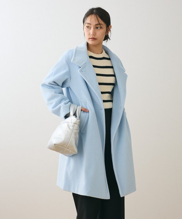 Green Parks スタンドロングコート Sax