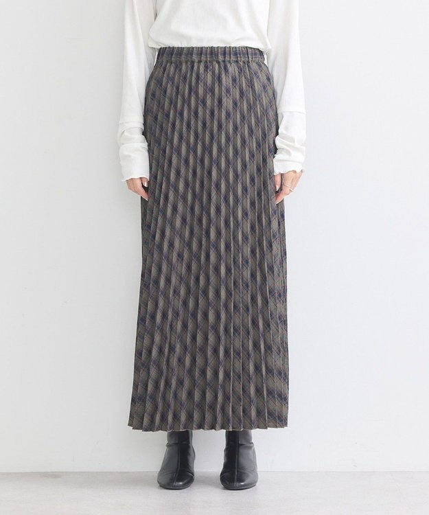 earth music&ecology すきな丈Ｔ／Ｒプリーツスカート Check Brown
