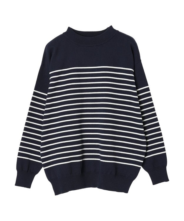 CRAFT STANDARD BOUTIQUE パネルボーダーニットプルオーバー Navy