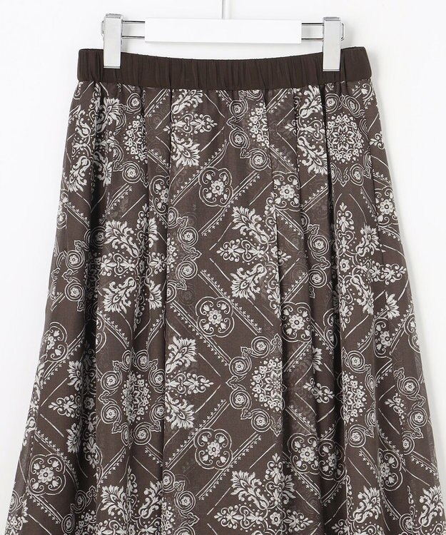 自由区 ロータスタイルプリント スカート ブラウン