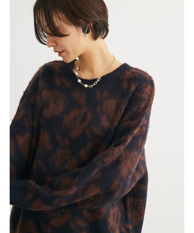 Green Parks ・ＳＵＧＡＲ　ＳＰＯＯＮ　フラワーシャギーニット Navy