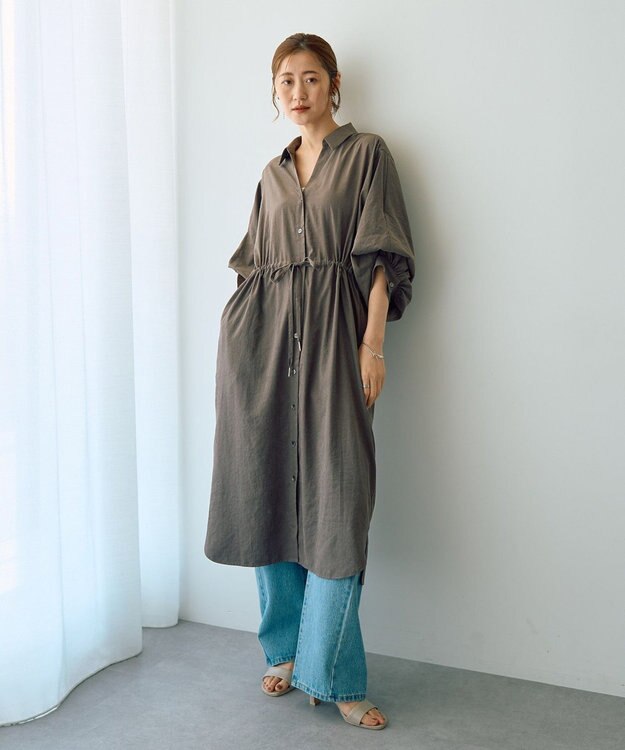 YECCA VECCA 【UVカット】2way袖バルーンワンピース Charcoal Gray